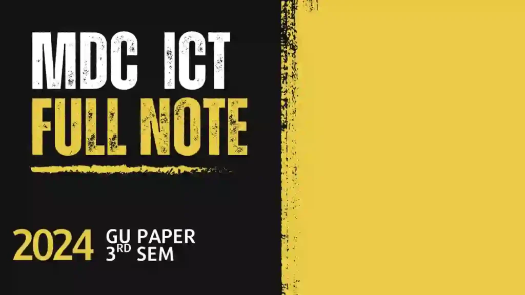 Information and Communication Technology (ICT) concepts illustration showing computers, data networks, cloud computing, and digital communication icons for MDC 3rd Semester notes