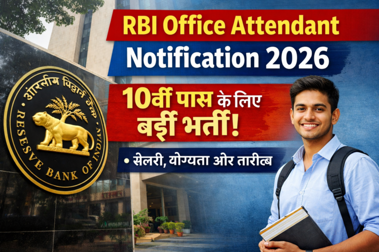 RBI Office Attendant Notification 2026 से जुड़ी भर्ती की जानकारी, 10वीं पास उम्मीदवारों के लिए सैलरी, योग्यता और तारीख
